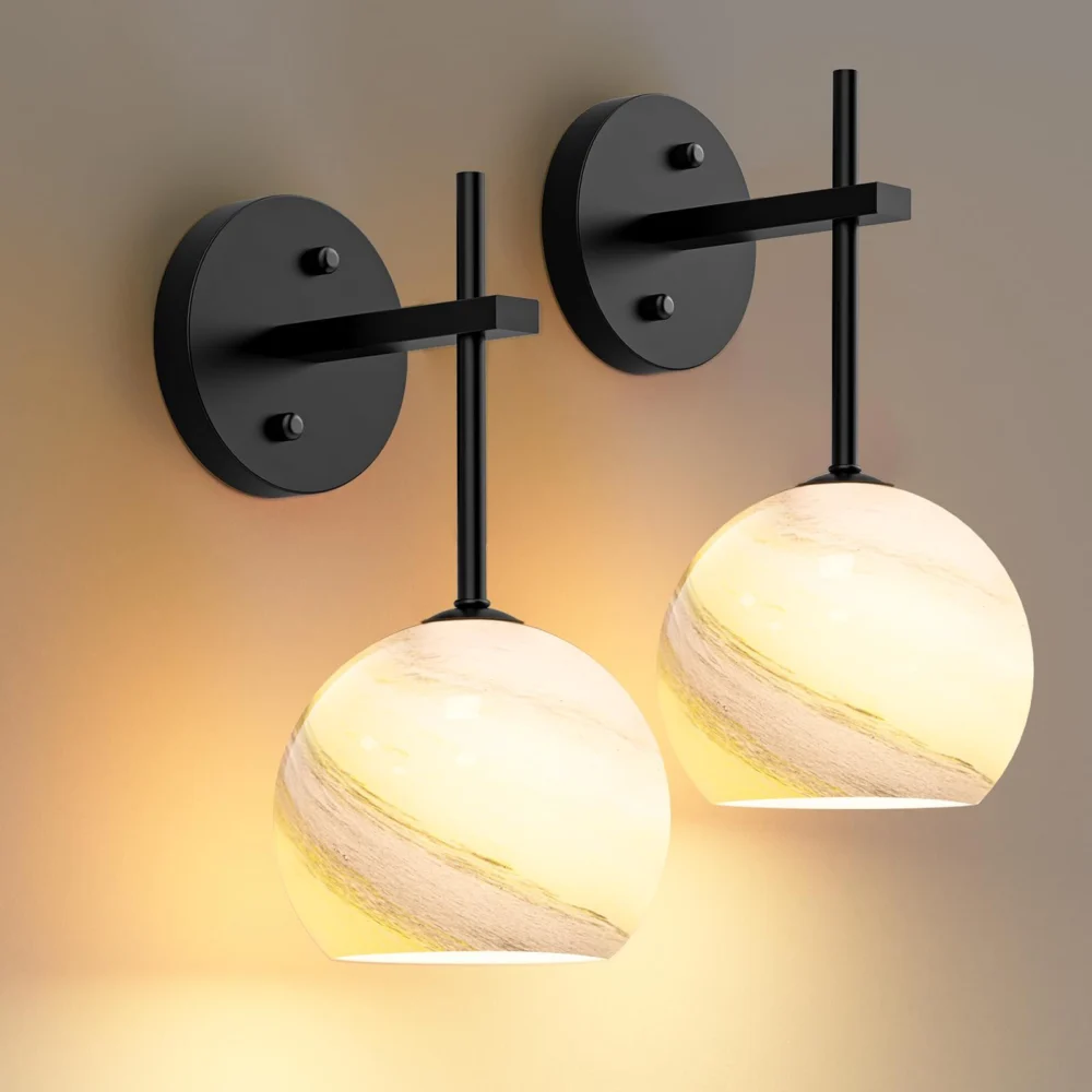 Wall Sconces Set of Two, Wireless Battery Operated Wall Decor w/ Remote, Sconces
