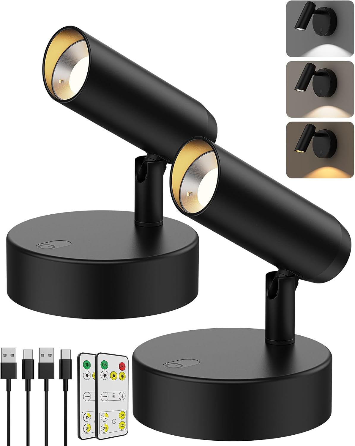 Spotlights Indoor, No-Glare Rechargeable Floor Can Light for Plants w/ Remote