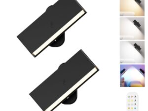 LED Wall Lights 2 Pack w/ Remote,Wall Sconces Lamp 3000mAh Rechargeable Battery