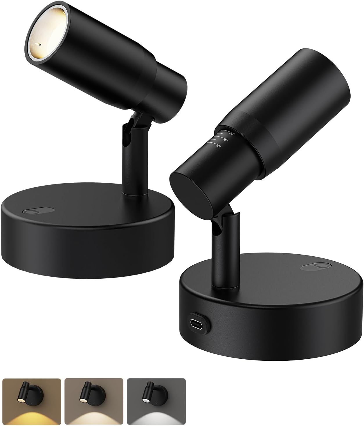 Zoomable Spot Lights Indoor, Rechargeable Picture Light w/ Remote, Dimmable CCT