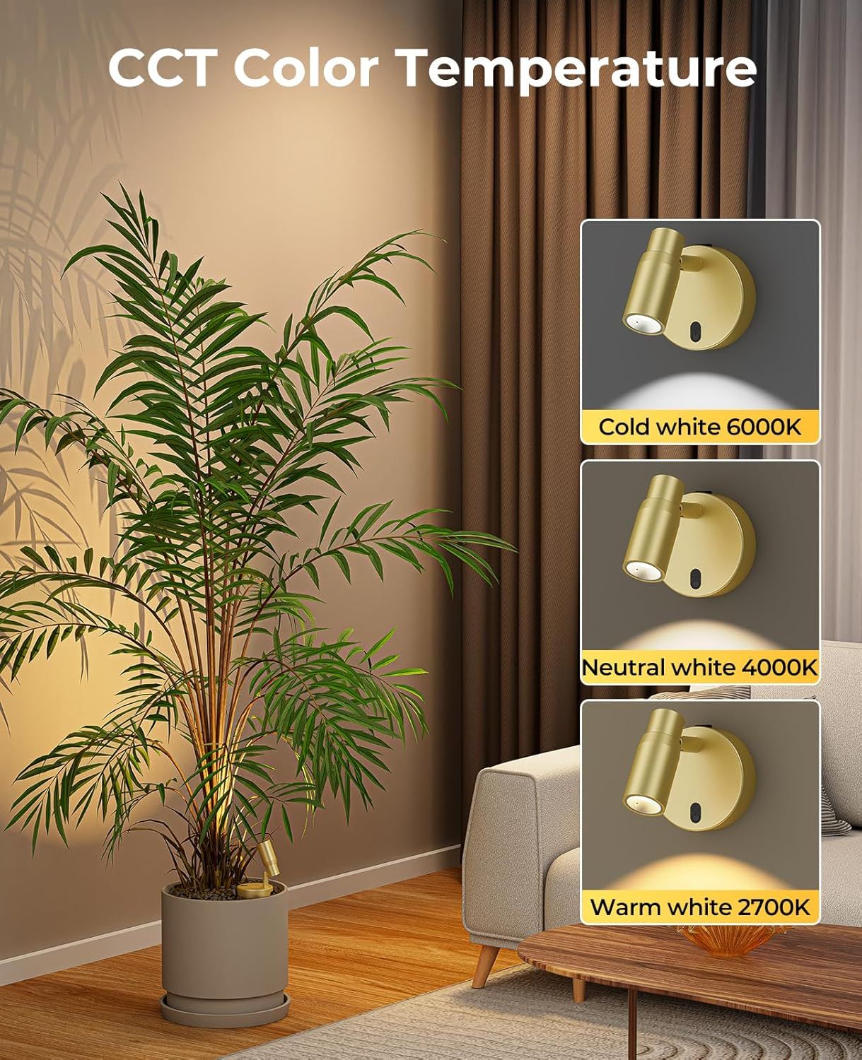 Spot Lights Indoor, Rechargeable Picture Light w/ Remote, Dimmable CCT Spotlight