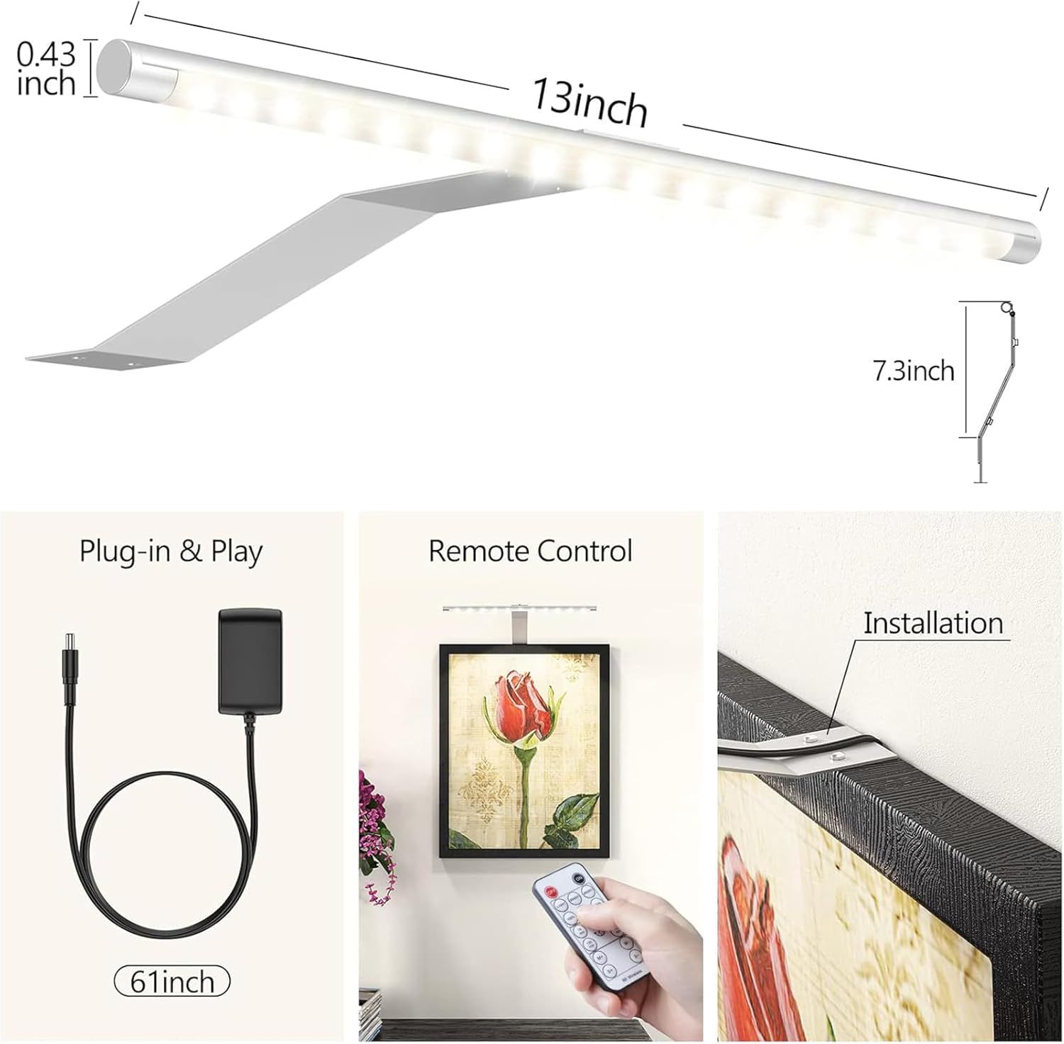 Picture Lights for Wall Plug in or Hardwired,3000K Warm White Dart Board Lights