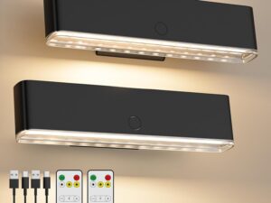 Battery Operated Wall Sconce 2pc Wireless Wall Lamp w/ Remote Control & Touch