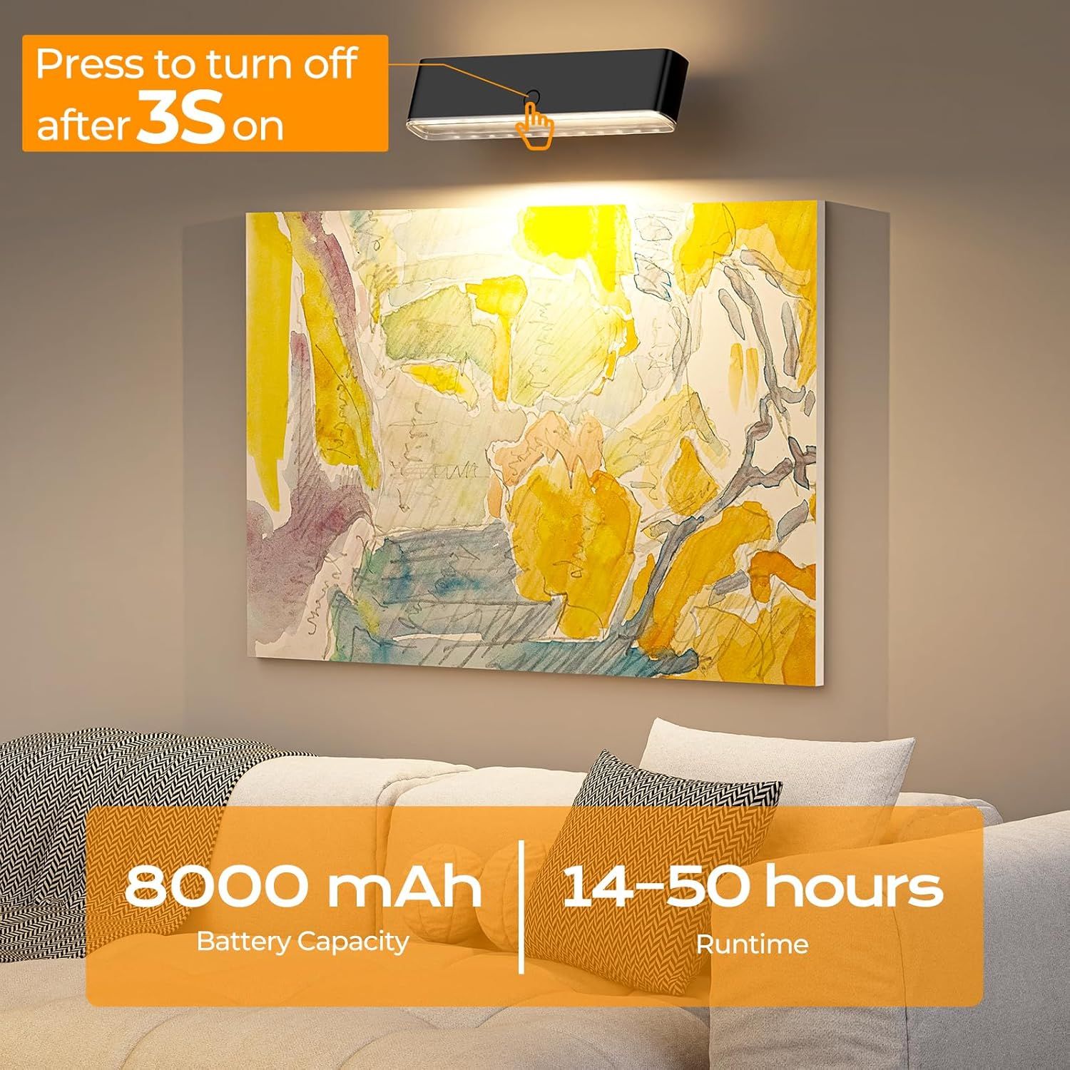 Battery Operated Wall Sconce 2pc Wireless Wall Lamp w/ Remote Control & Touch