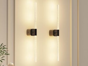 Black Battery Operated Wall Sconce 2pc, Rechargeable Wireless Wall Lights w