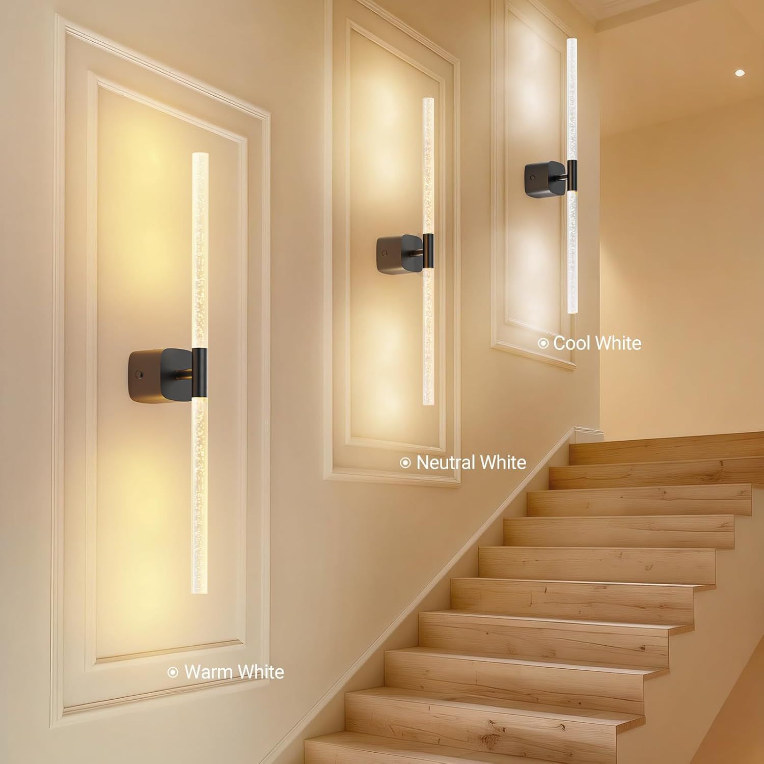 Black Battery Operated Wall Sconce 2pc, Rechargeable Wireless Wall Lights w