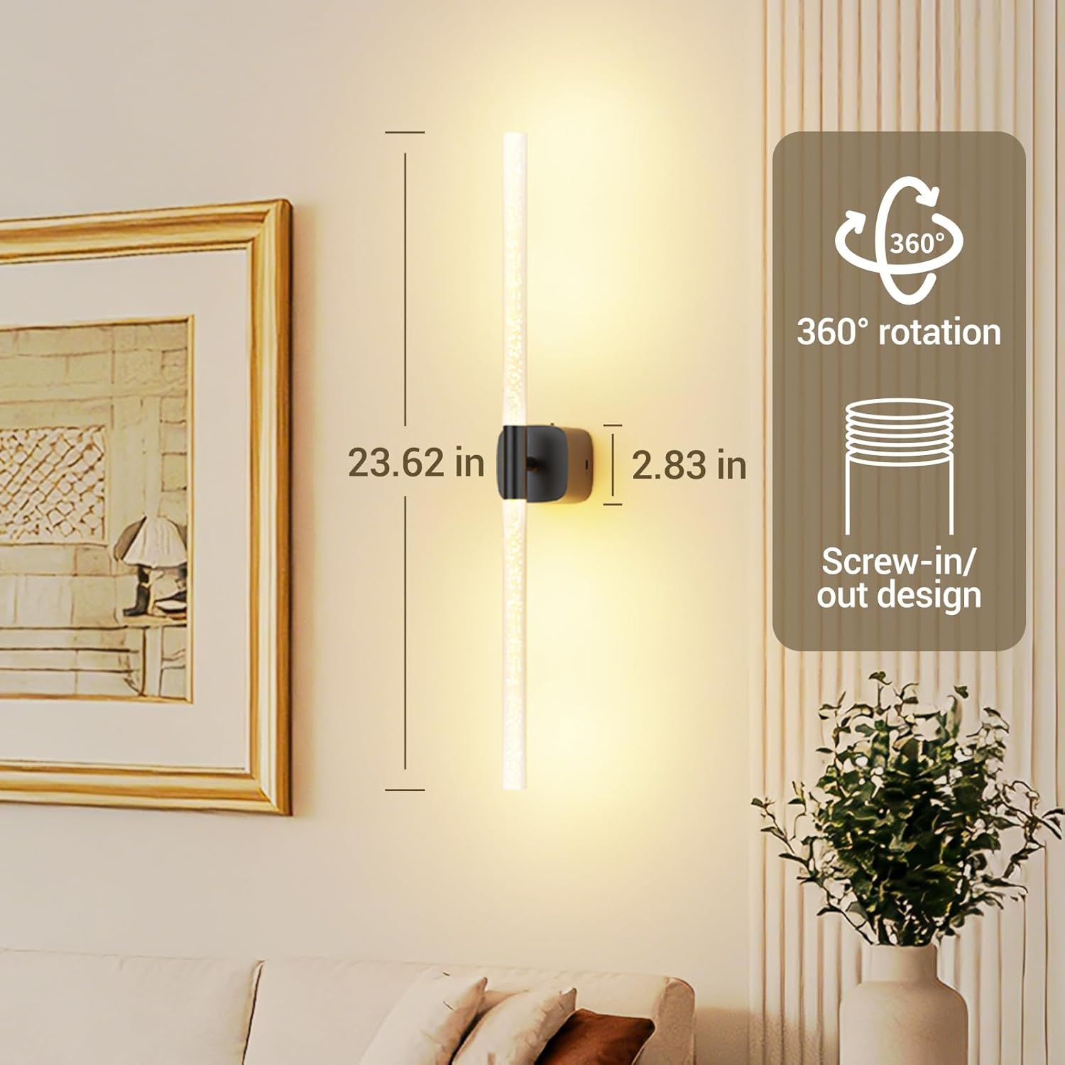 Black Battery Operated Wall Sconce 2pc, Rechargeable Wireless Wall Lights w