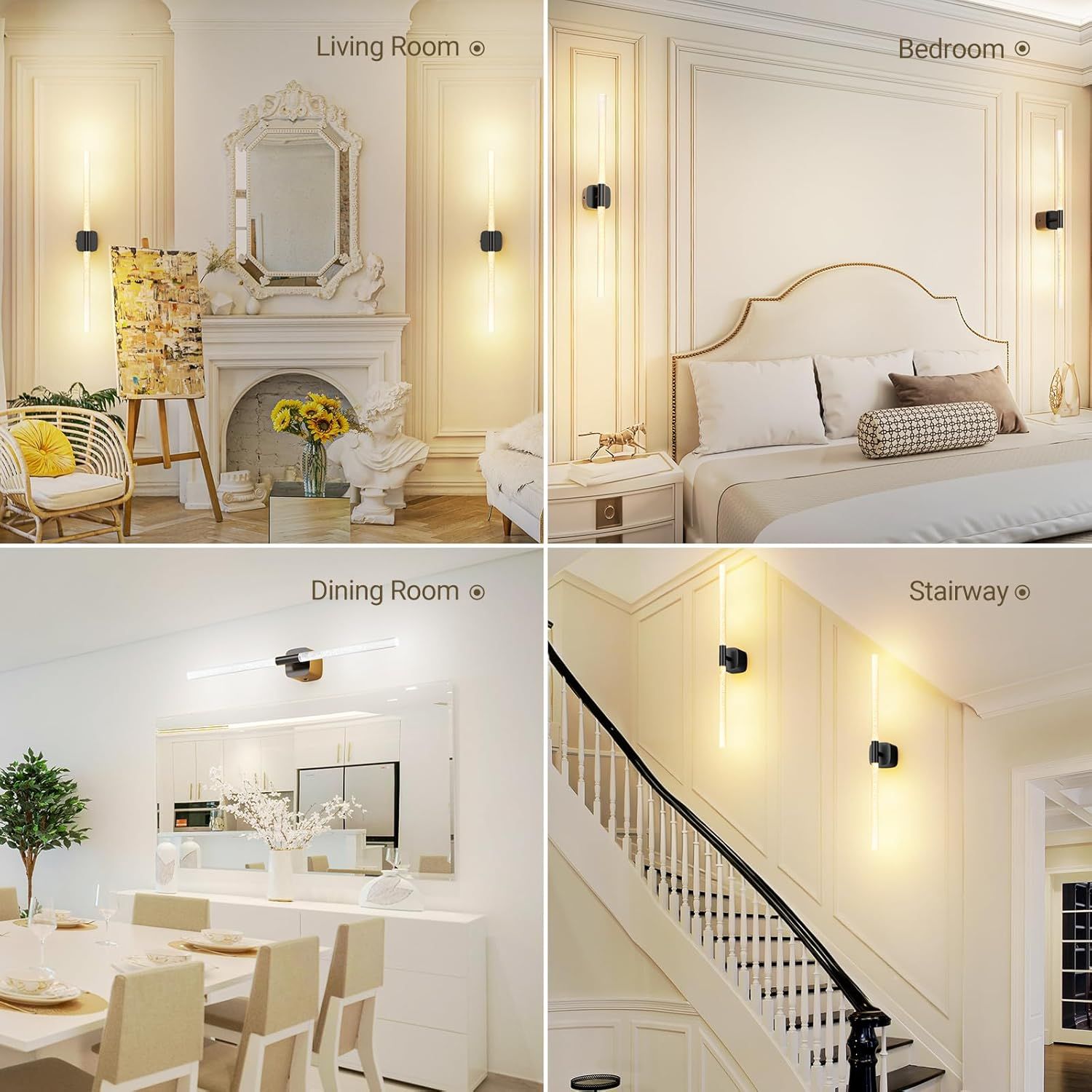 Black Battery Operated Wall Sconce 2pc, Rechargeable Wireless Wall Lights w