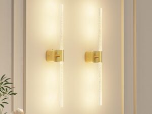 Gold Battery Operated Wall Sconce 2pc, Rechargeable Wireless Wall Lights w