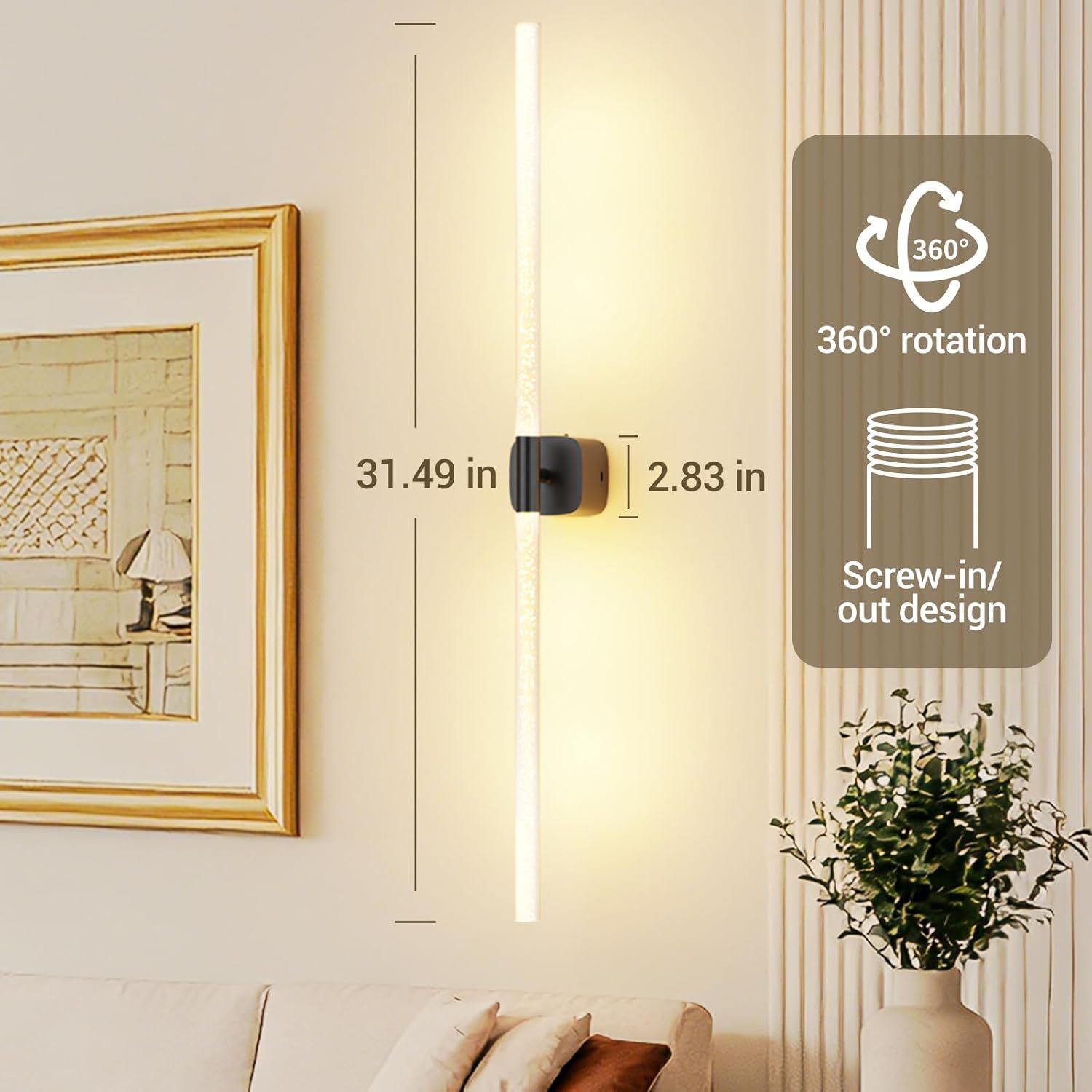 Black Battery Operated Wall Sconce 2pc, Rechargeable Wireless Wall Lights w