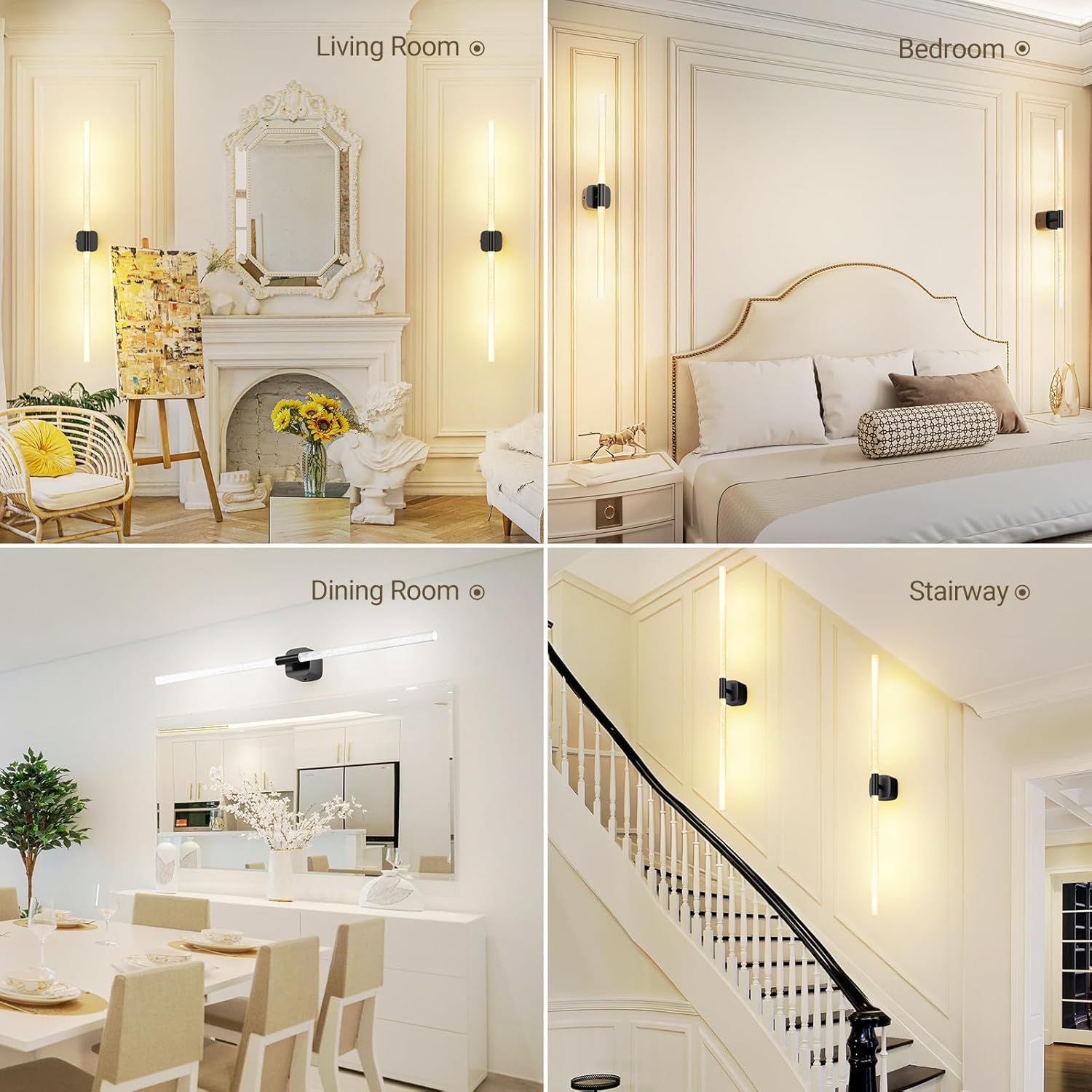 Black Battery Operated Wall Sconce 2pc, Rechargeable Wireless Wall Lights w