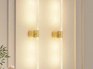 Gold Battery Operated Wall Sconce 2pc, Rechargeable Wireless Wall Lights w