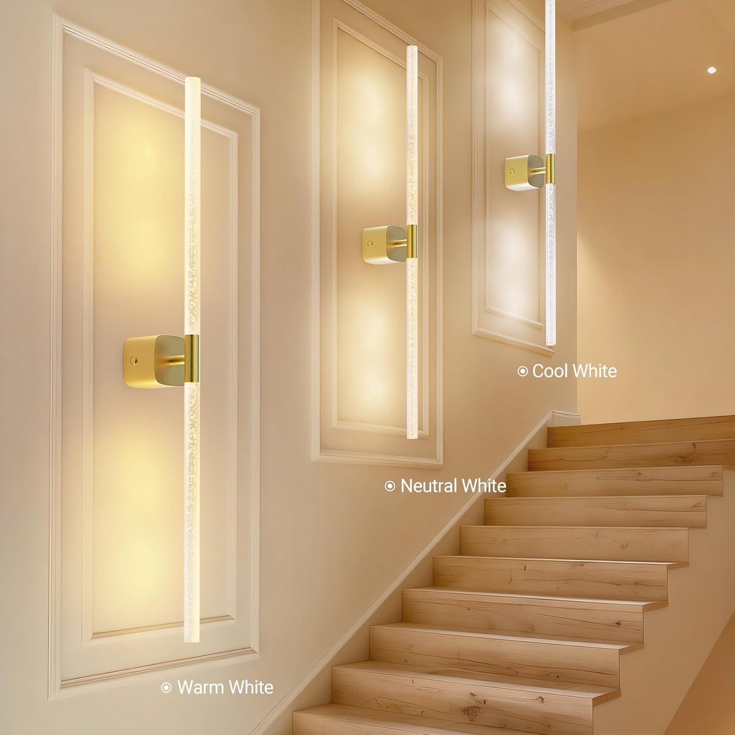 Gold Battery Operated Wall Sconce 2pc, Rechargeable Wireless Wall Lights w