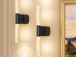 Battery Operated Wall Sconce 2pc Black Rechargeable Crystal Sconce Wall Decor
