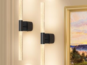 Battery Operated Wall Sconce 2pc Black Rechargeable Acrylic Crystal Sconce Wall