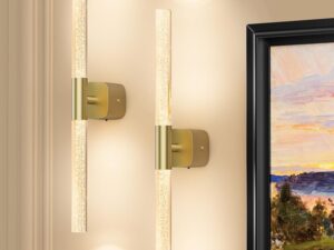 Battery Operated Wall Sconce 2pc Brushed Gold 12000mAh Rechargeable Wall Light