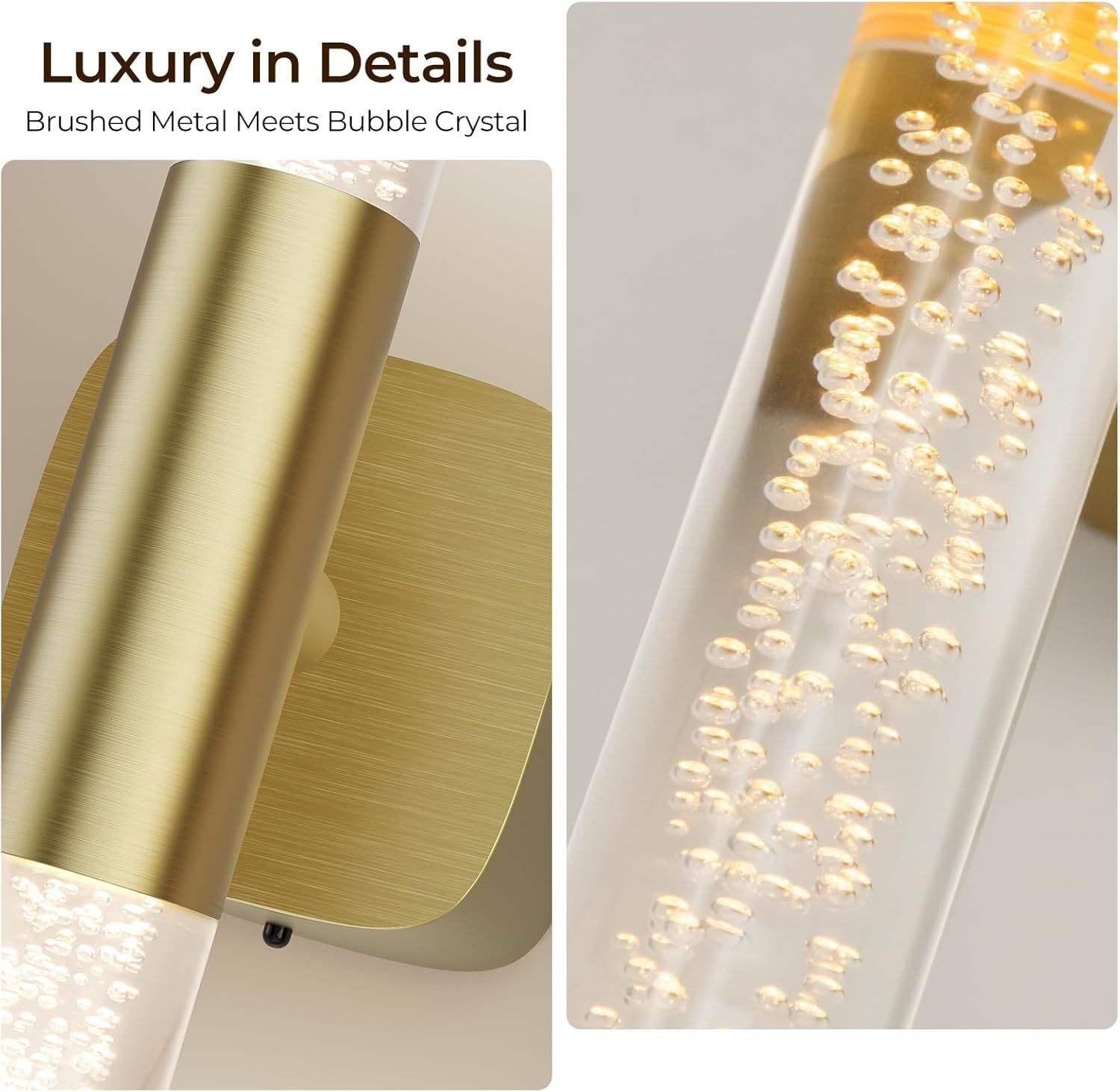 Battery Operated Wall Sconce 2pc Brushed Gold 12000mAh Rechargeable Wall Light