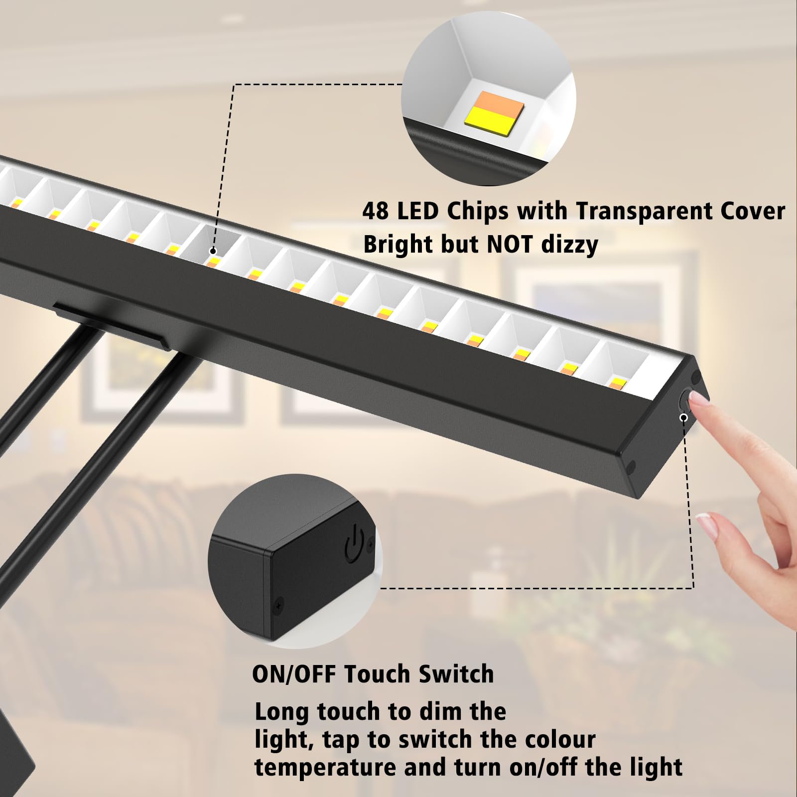 Picture Light Battery Operated, 16in Wireless Art Light for Paintings Color