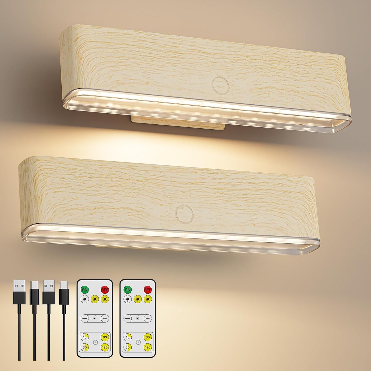 Magnetic Wireless Battery Operated Wall Sconce, Rechargeable Remote Control &