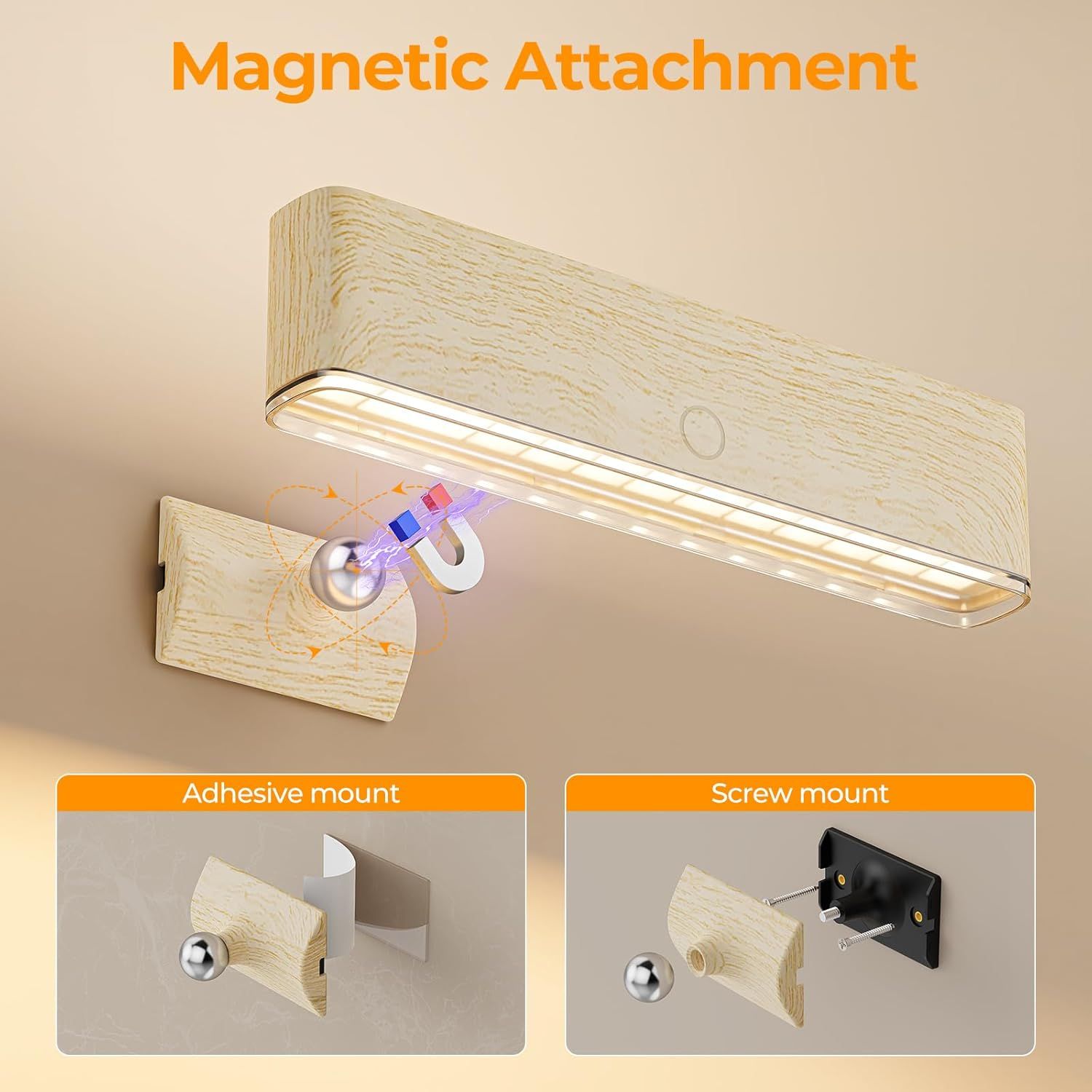Magnetic Wireless Battery Operated Wall Sconce, Rechargeable Remote Control &