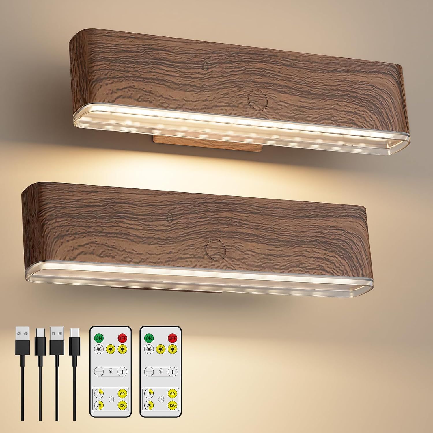Magnetic Wireless Battery Operated Wall Sconce, Rechargeable Remote Control &