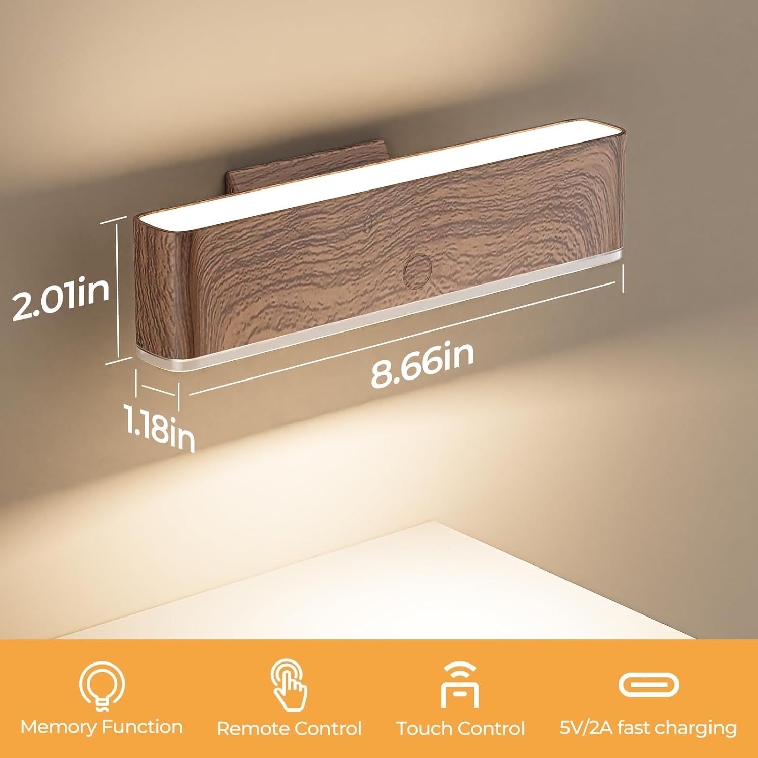Magnetic Wireless Battery Operated Wall Sconce, Rechargeable Remote Control &