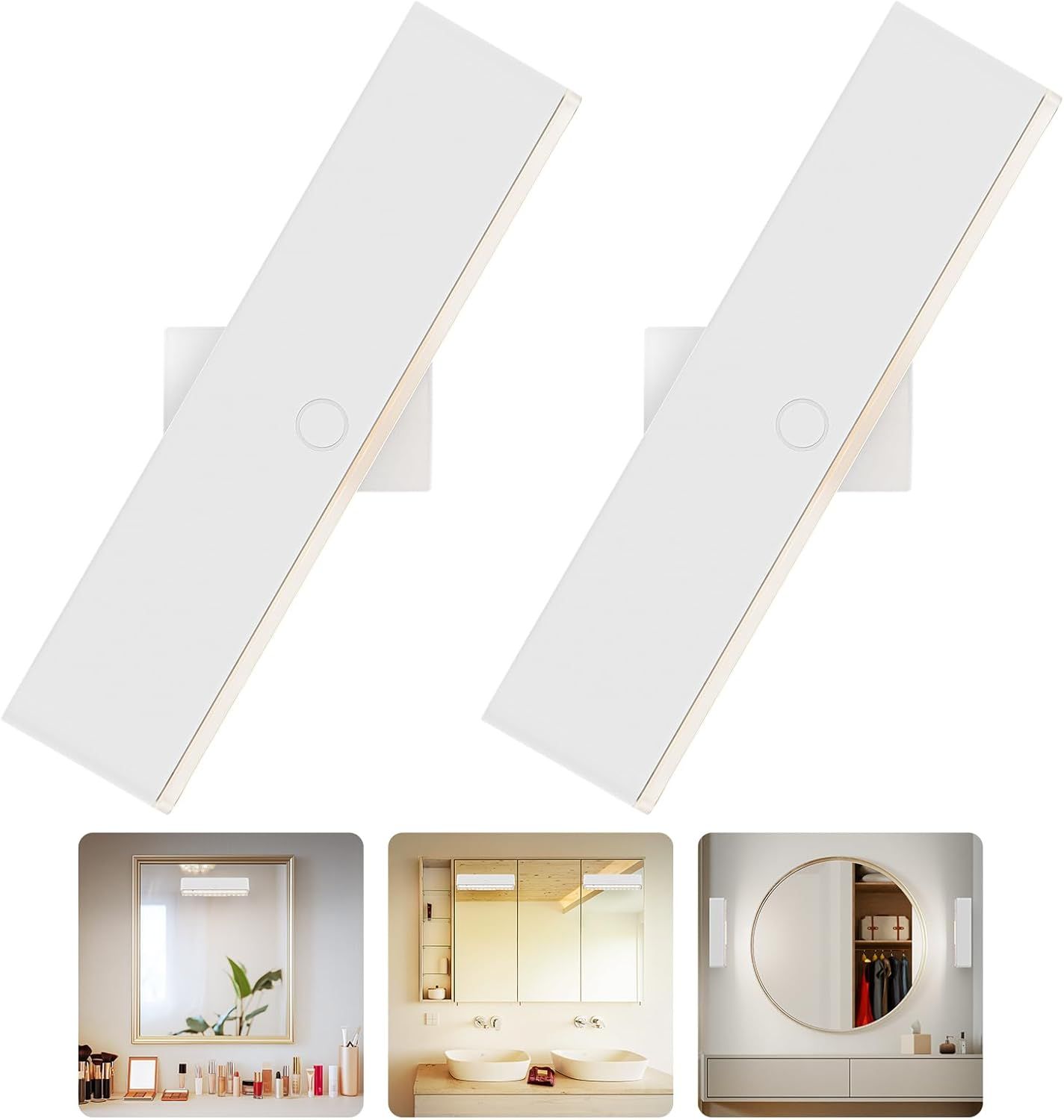 Wireless Vanity Lights for Mirror 2pc-4000mAh Rechargeable Stick On Makeup Light
