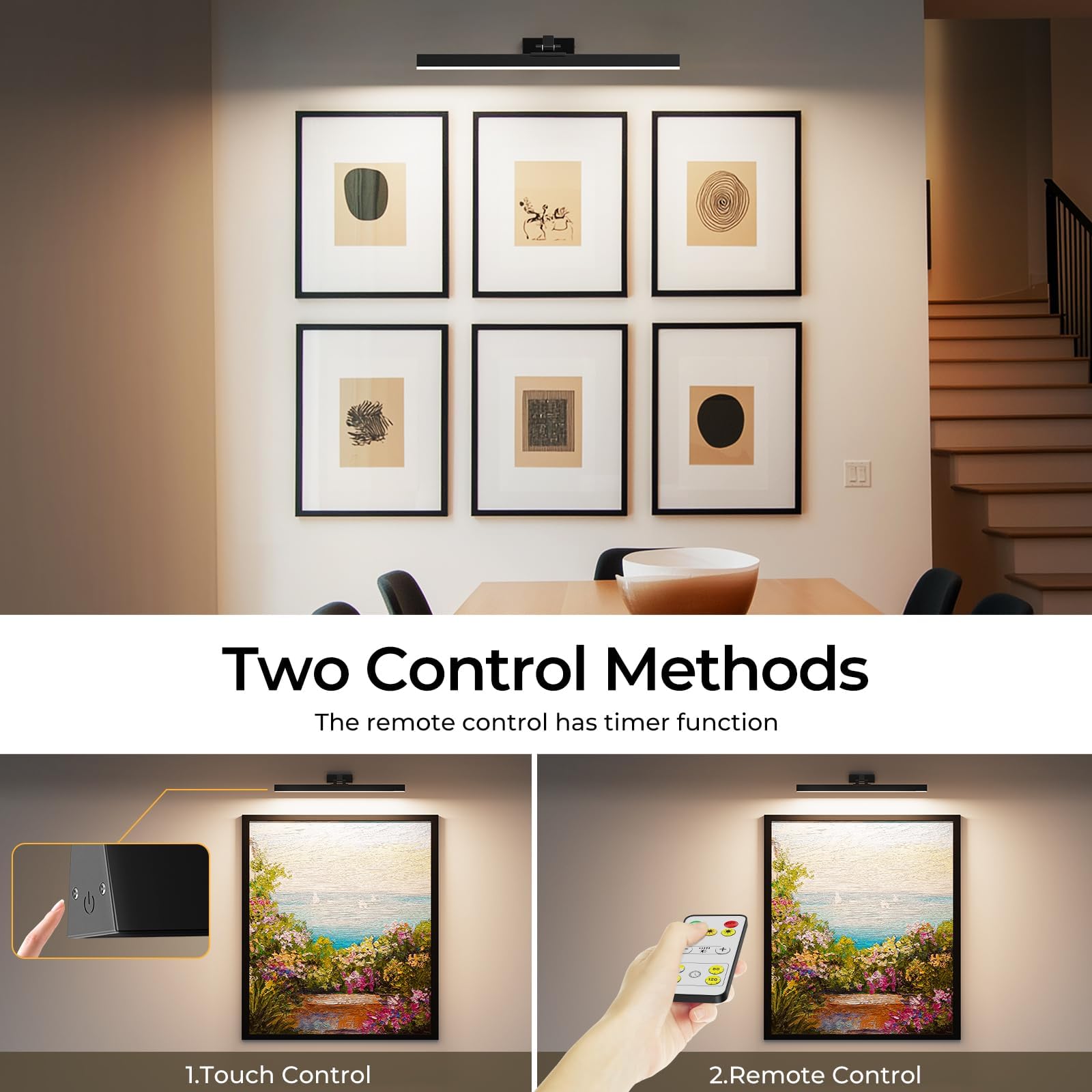 Wall Picture Light, 24in Battery-Powered Gallery Light for Artwork, CCT Dimmable