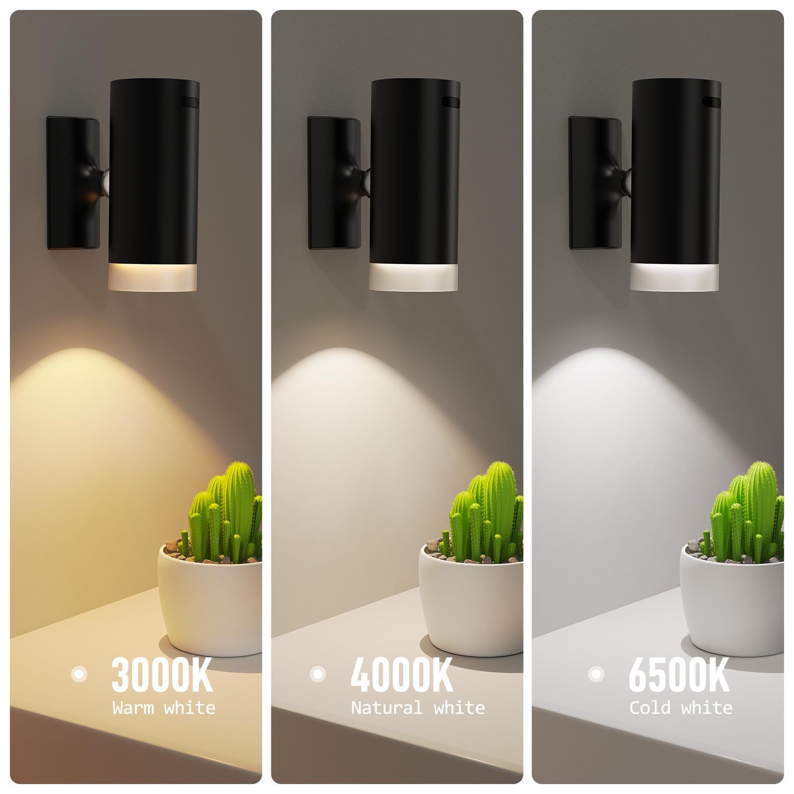 Battery Operated Wall Sconce CCT Dimmable Wireless Reading Light, Rechargeable