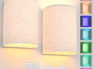 Battery Operated Wall Lights, 2 Pack Boho Decor w/ Remote Control, RGB Color