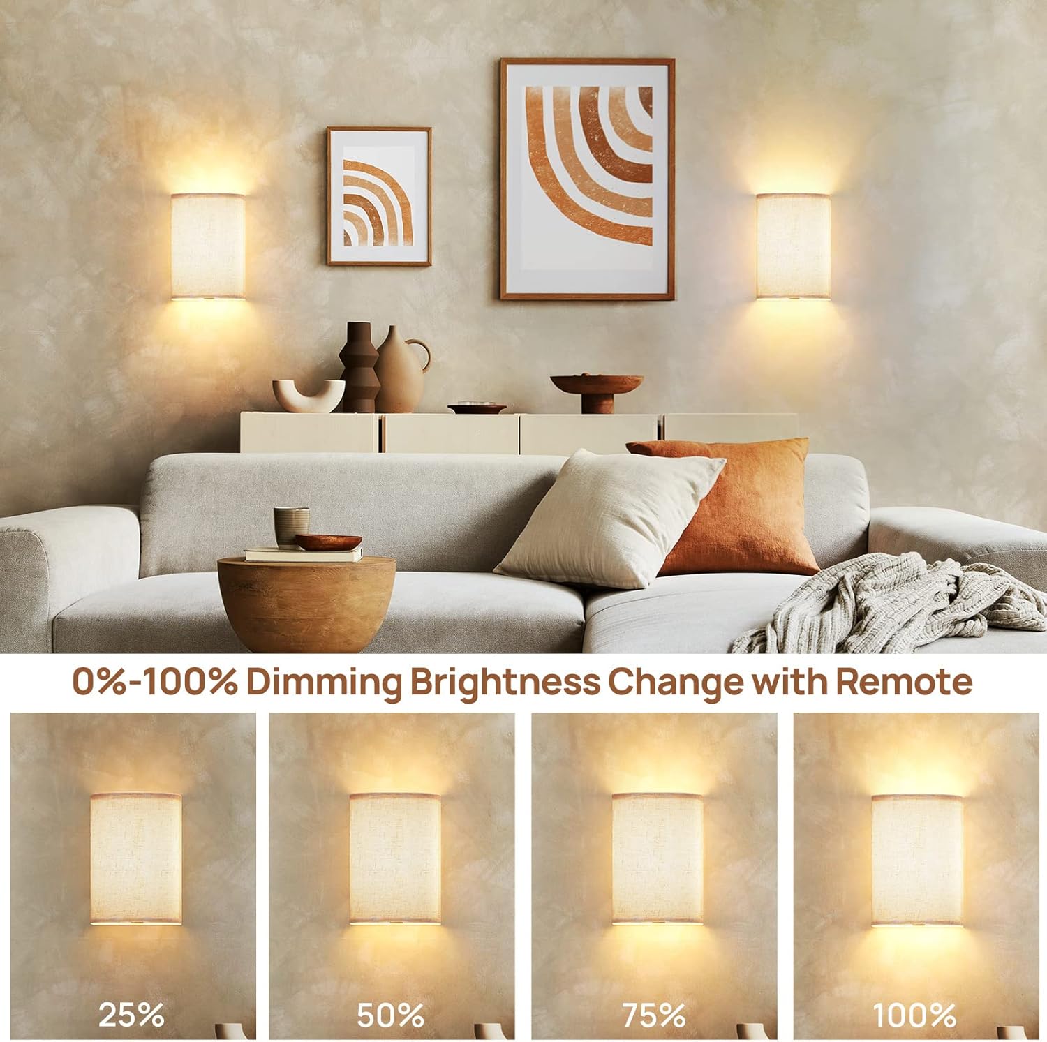 Battery Operated Wall Lights, 2 Pack Boho Decor w/ Remote Control, RGB Color