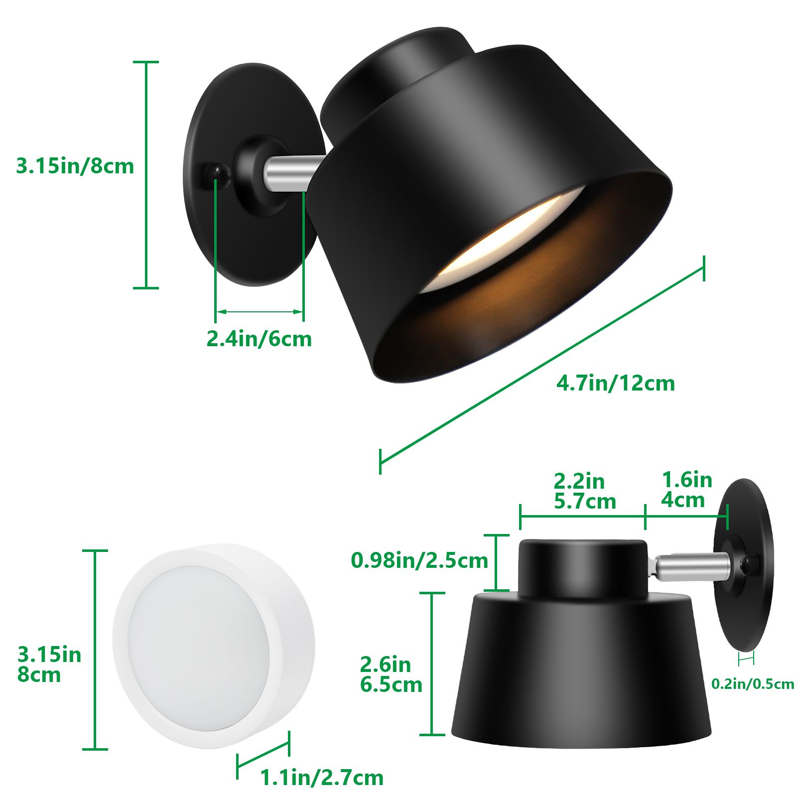 AIBOO Art Display Light, Picture Light Rechargeable Black, Color Changing &