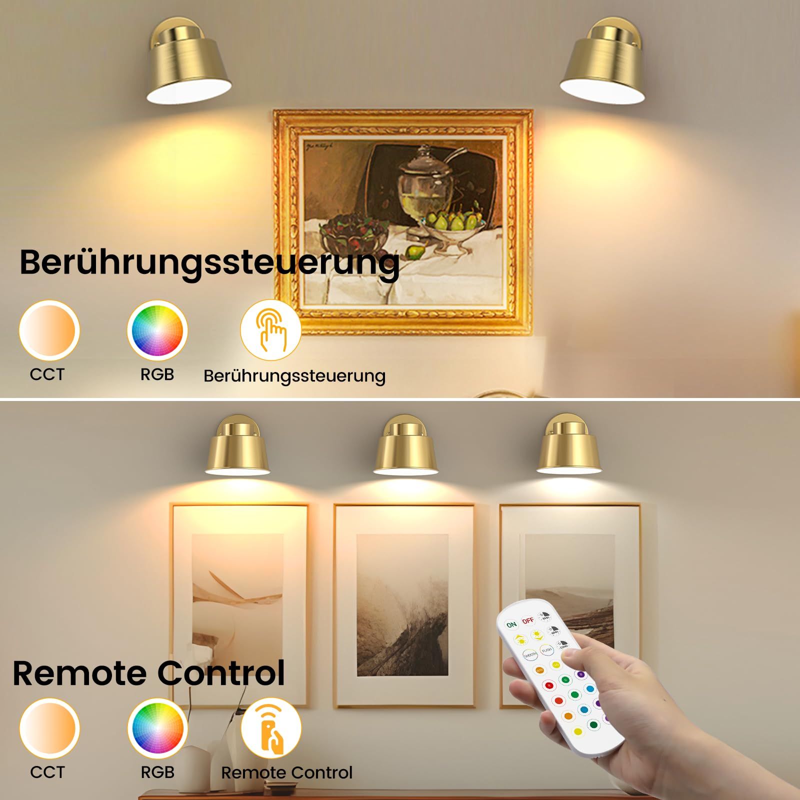 AIBOO Night Light Wireless Wall Light Indoor LED,Battery Operated Wall Lights