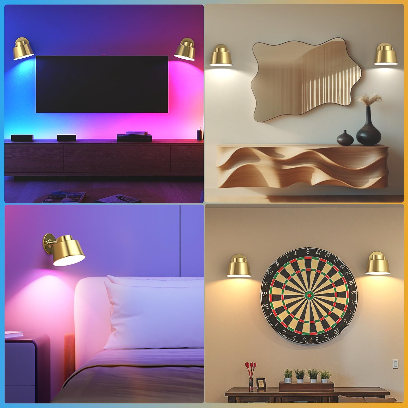 AIBOO Night Light Wireless Wall Light Indoor LED,Battery Operated Wall Lights
