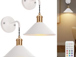 Battery Operated Wall Sconce, Wireless Wall Lights 2pc, 13 RGB Colors Dimmable