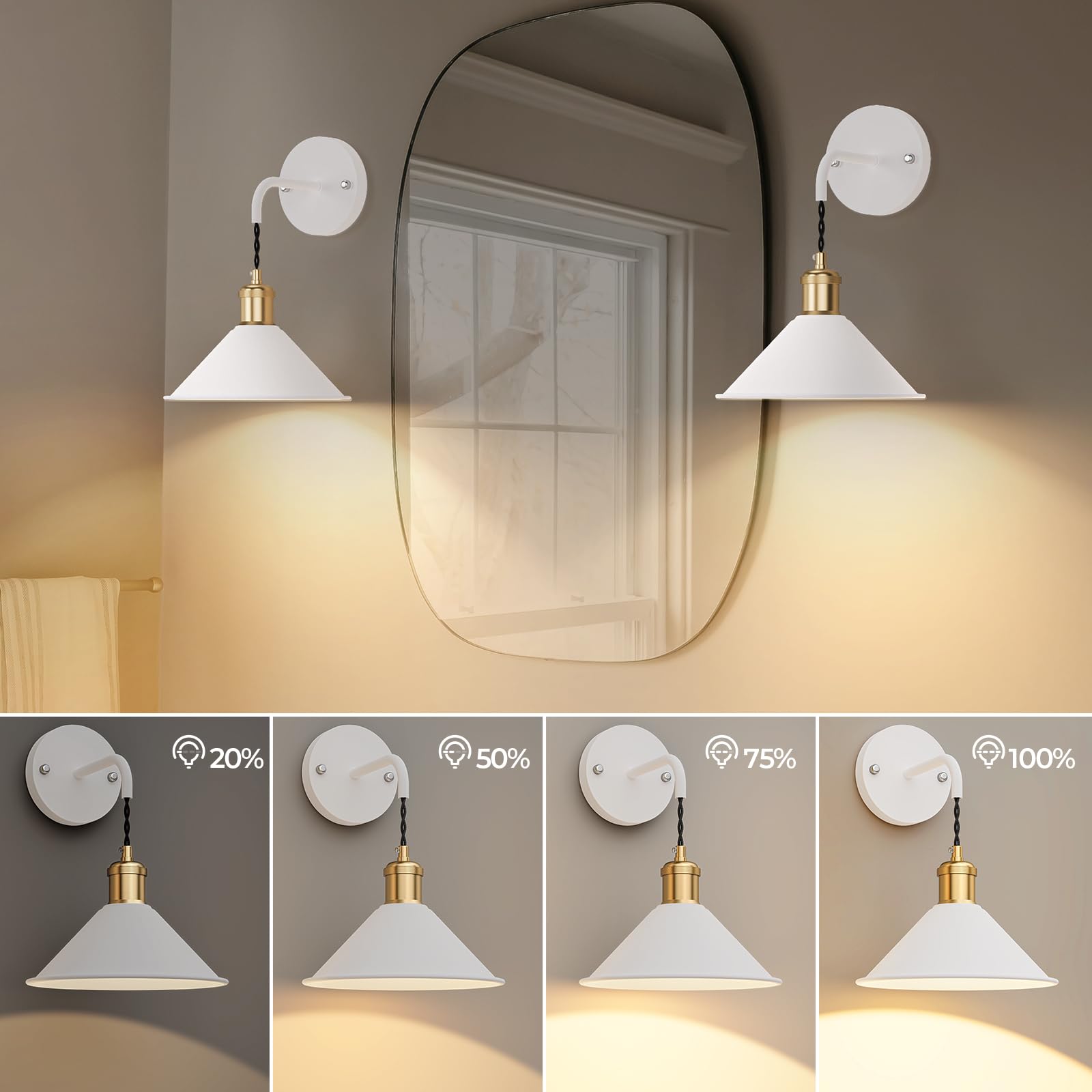 Battery Operated Wall Sconce, Wireless Wall Lights 2pc, 13 RGB Colors Dimmable