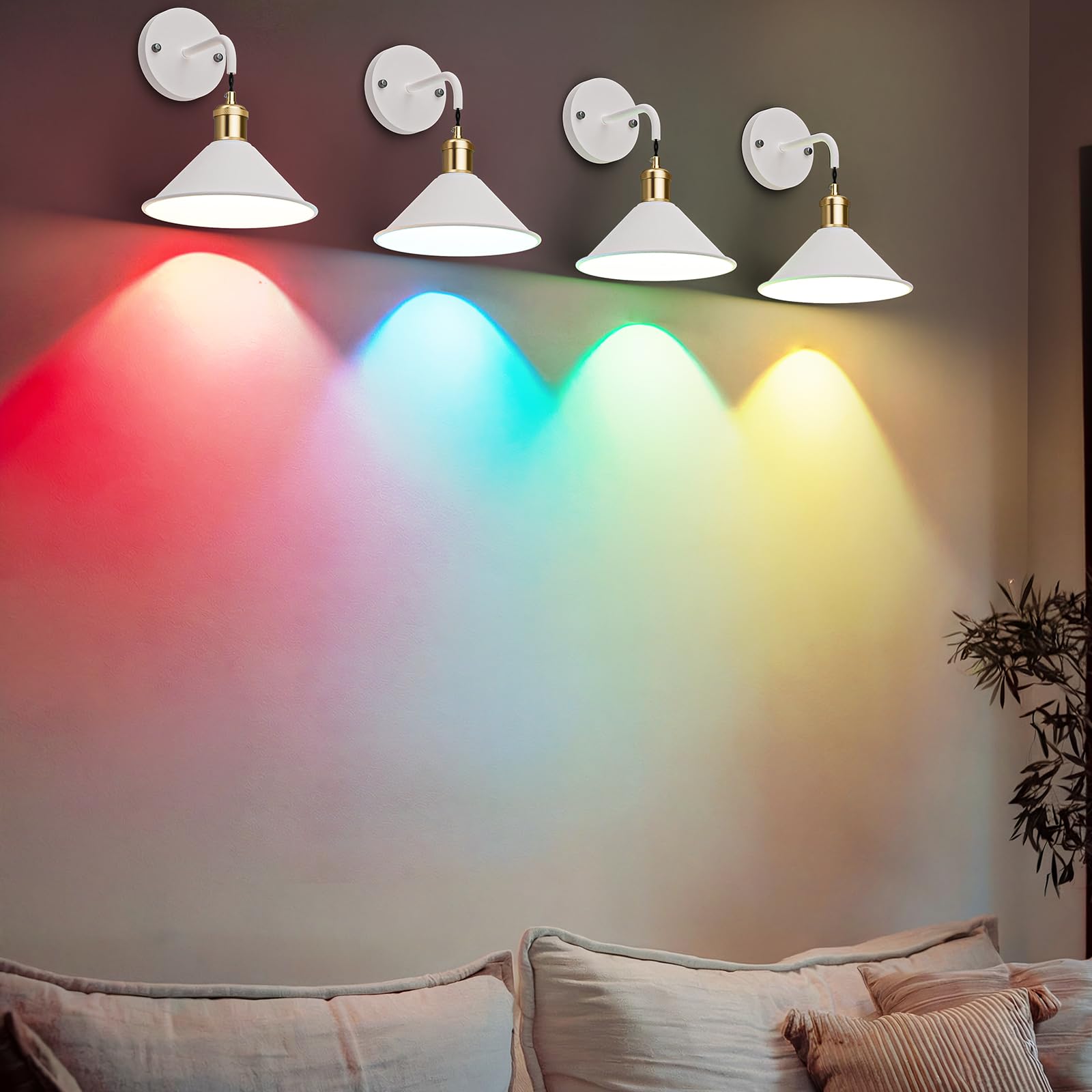 Battery Operated Wall Sconce, Wireless Wall Lights 2pc, 13 RGB Colors Dimmable