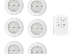 6 LED Light Set with Remote - Cool White for Cabinets & Displays
