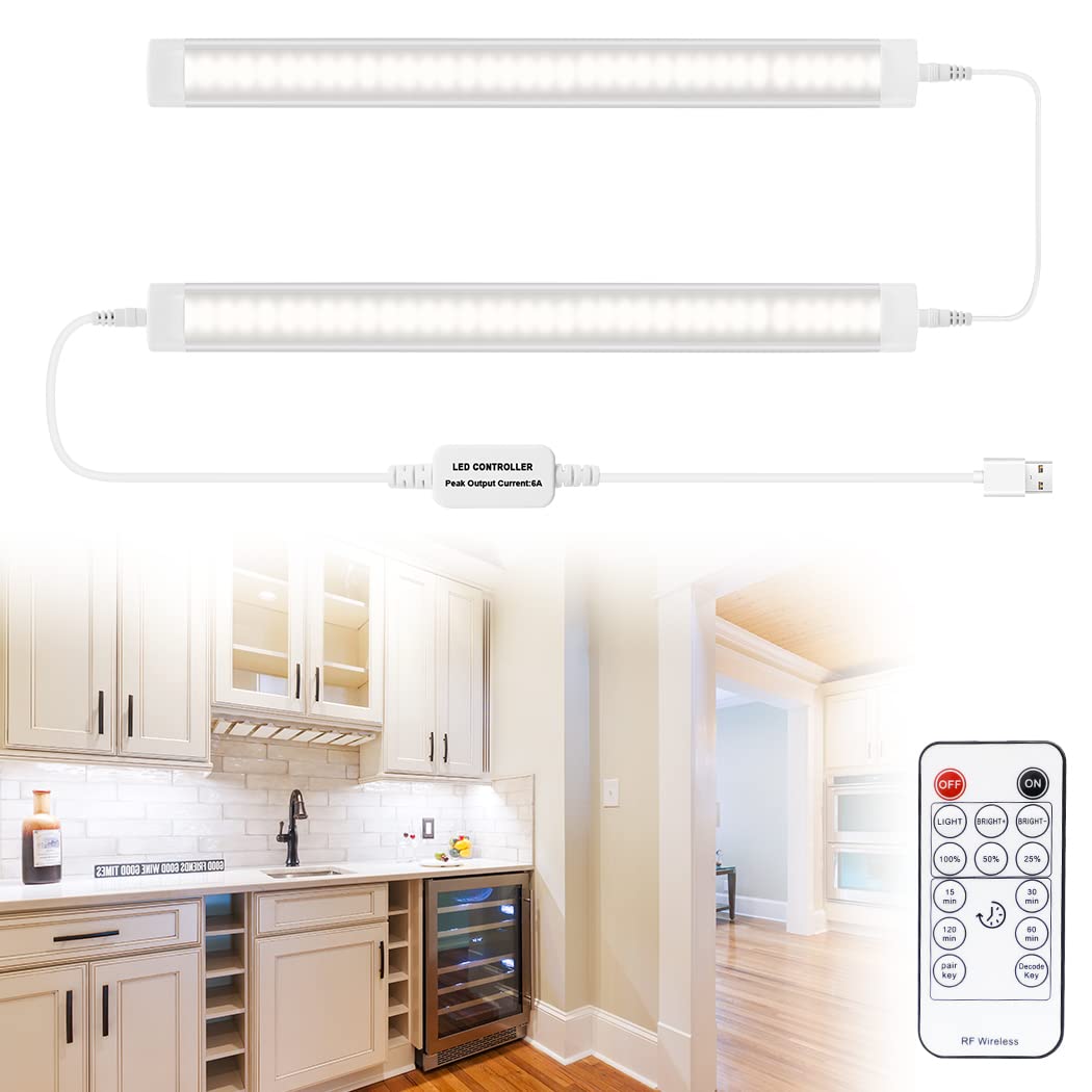Led Under Cupboard Kitchen Lights, Dimmable Bar Cupboard Lights w/ Remote