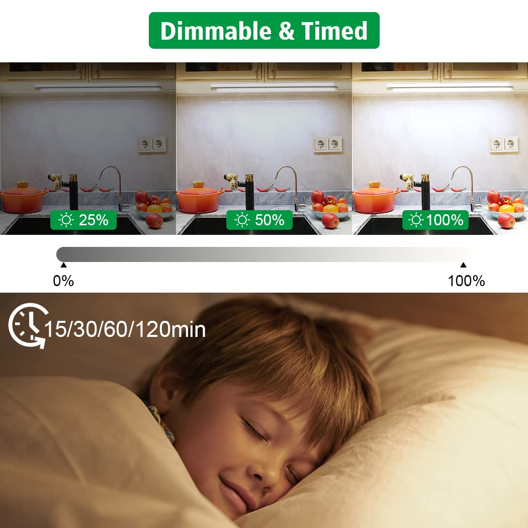 Led Under Cupboard Kitchen Lights, Dimmable Bar Cupboard Lights w/ Remote