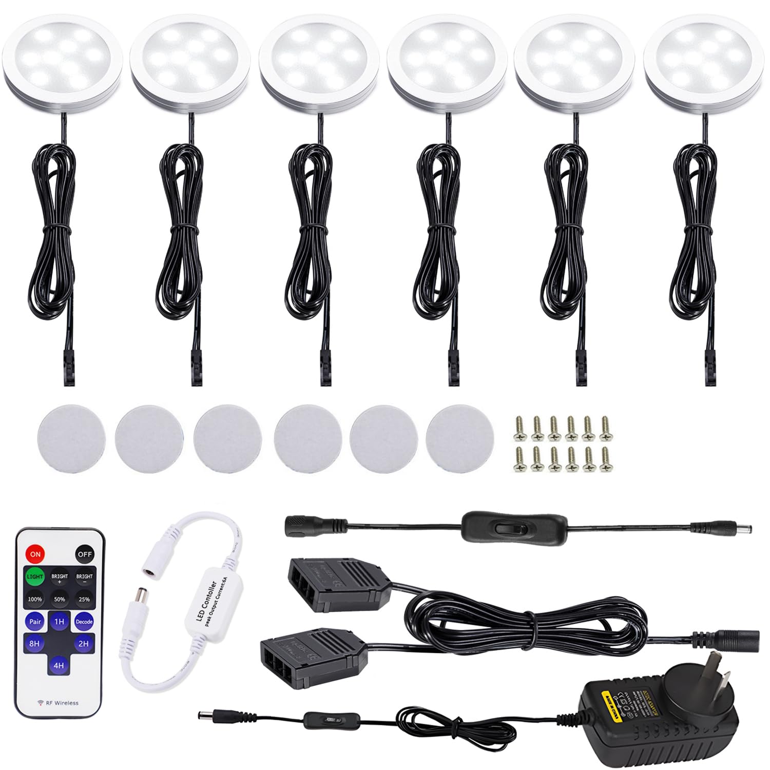 Dimmable & Timing Under Counter Lights Kitchen w/ Wireless RF Remote,Ultra-Thin