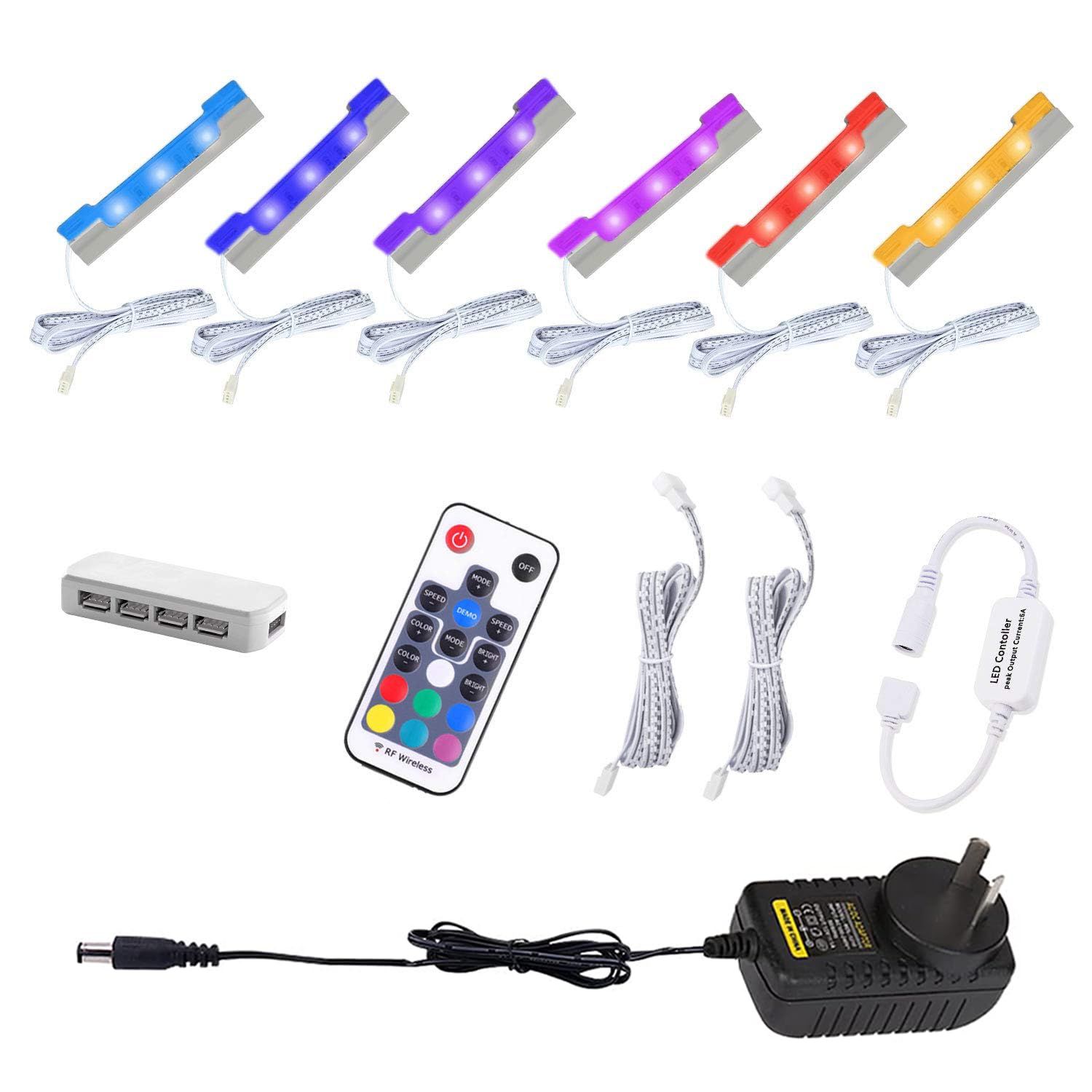 LED Under Cabinet Night Lights Kit for Glass Edge Shelf Back Side Lighting Using