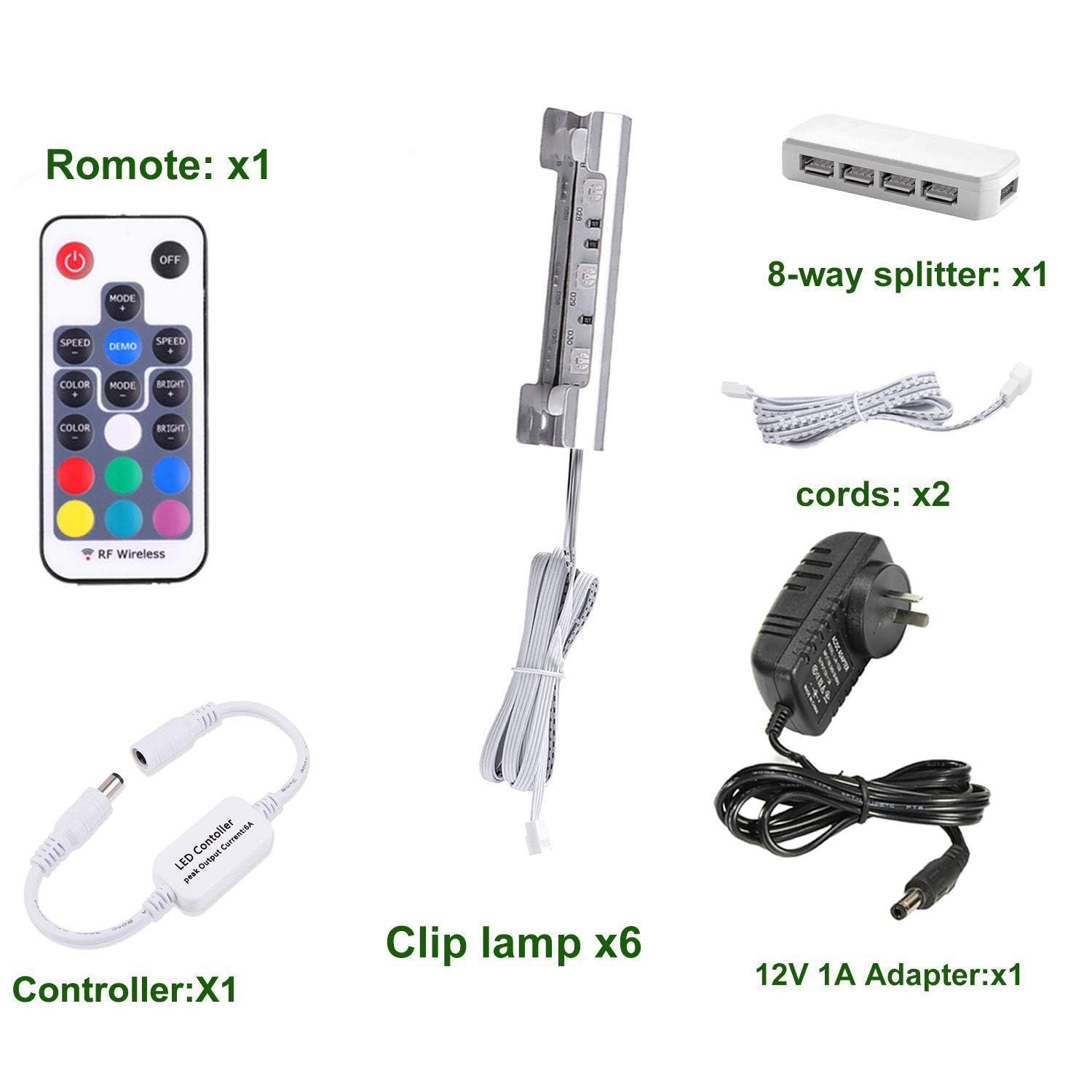 LED Under Cabinet Night Lights Kit for Glass Edge Shelf Back Side Lighting Using
