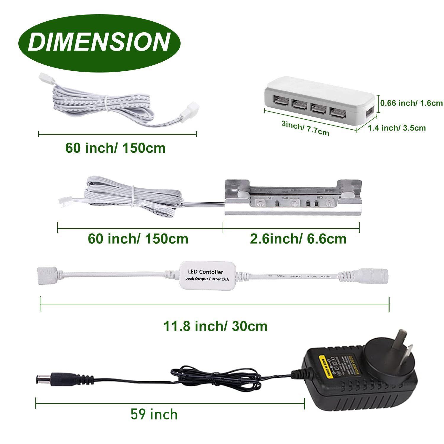 LED Under Cabinet Night Lights Kit for Glass Edge Shelf Back Side Lighting Using