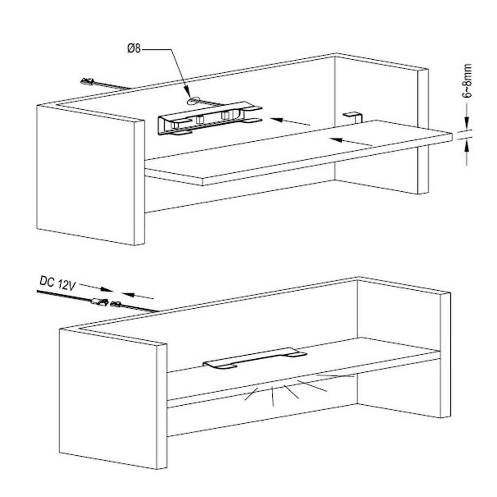 LED Under Cabinet Night Lights Kit for Glass Edge Shelf Back Side Lighting Using