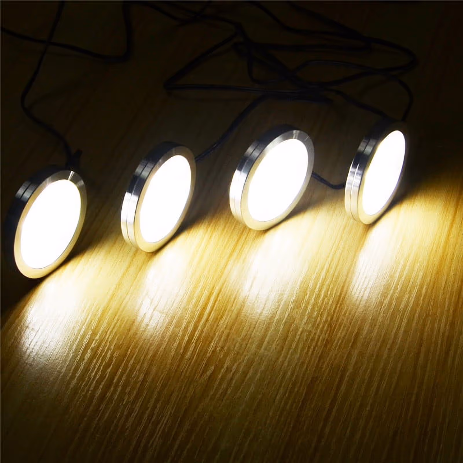 Under Cabinet LED Puck Lights, 2W Hardwired Round LED Spot Lights, 30cm Lead
