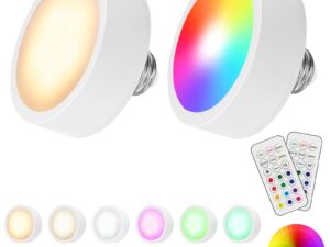 LED Puck Lights w/ Remote Battery Powered RGB Puck Light for E27