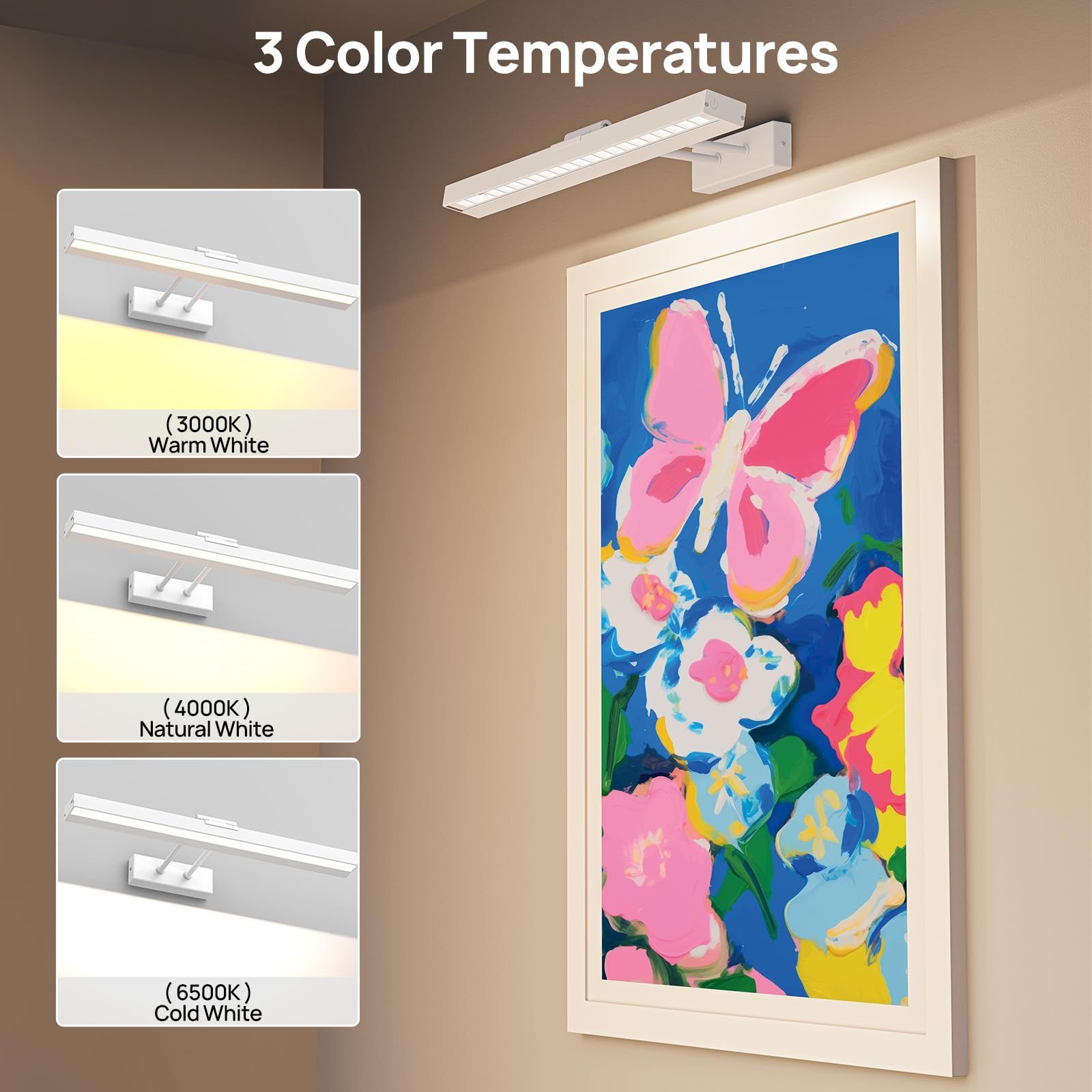 Picture Light Battery Operated, 16in Wireless Art Light for Paintings CCT