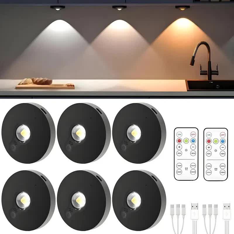6 Lights LED Rechargeable Slim Cabinet Light, 2cm, Remote Control, Magnetic