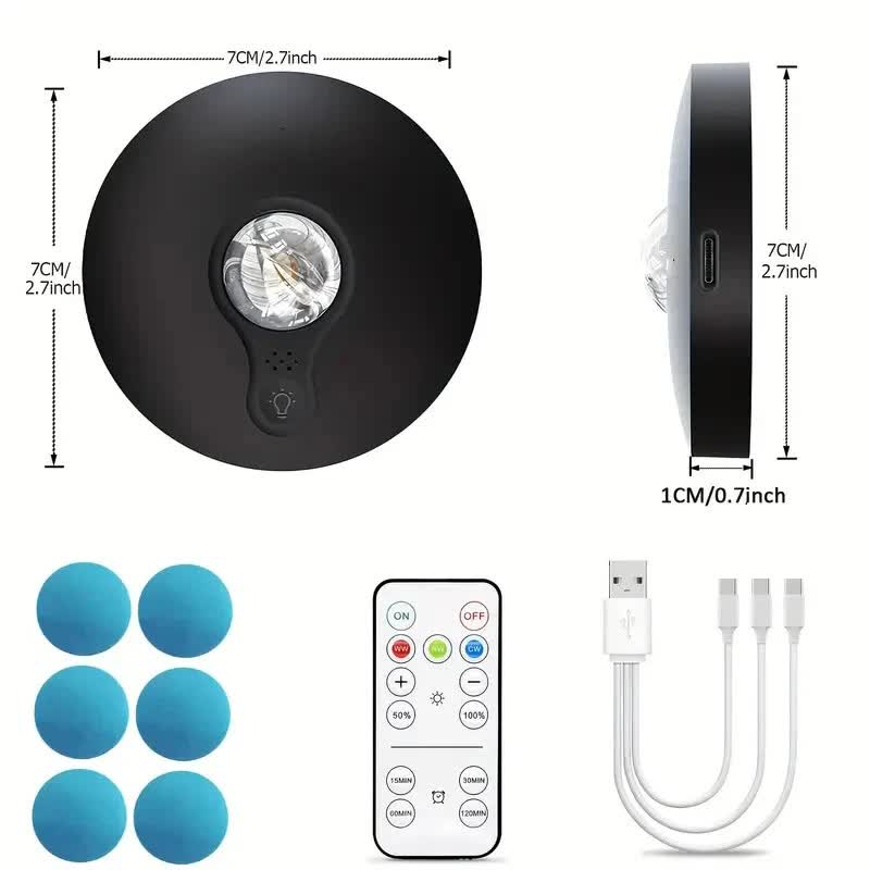 6 Lights LED Rechargeable Slim Cabinet Light, 2cm, Remote Control, Magnetic